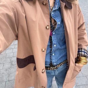 Gabardina tres cuartos camel