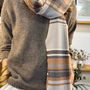 Bufanda fina cuadros topo