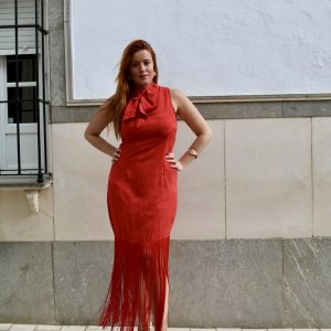 Vestido Flecos Rojo