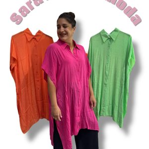 Camisa MAITE larga con aberturas laterales en algodón y poliéster