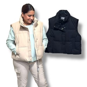 Chaleco acolchado negro y beige TALLA 38/44