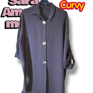 Camisa botón broche talla única desde la 40/48 CURVY MARRON