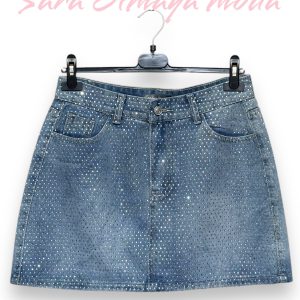 Falda corta vaquera con brillo TALLA L