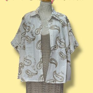 Camisa blanca bordada en dorado – Talla 36 a 46