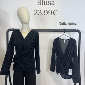 Blusa brilli cuello pico lazada lateral