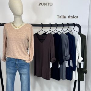 Camiseta de punto básica fina lisa