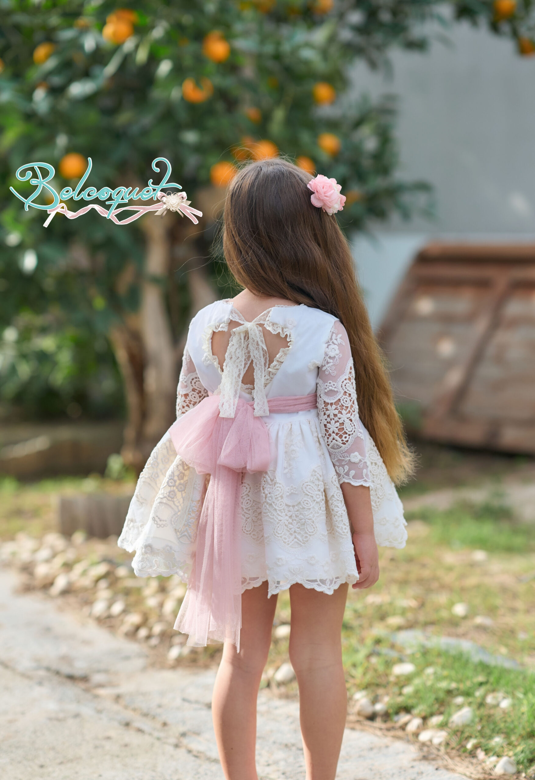 Vainilla vestido niña ceremonia crudo - Imagen 2