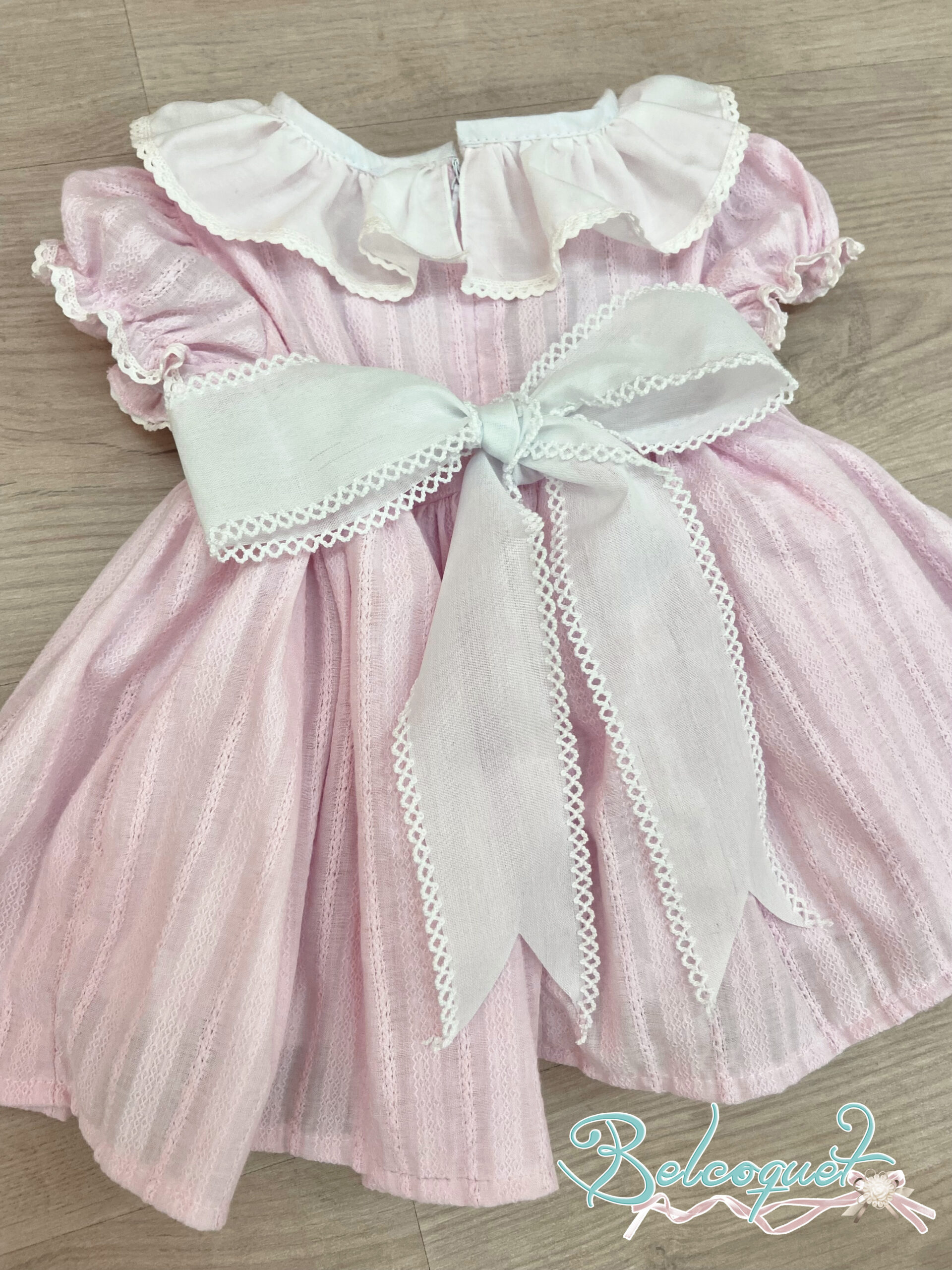 Vestido de niña y bebé punto smock rosa - Imagen 4