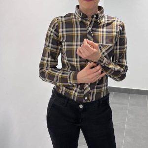 CAMISA CUADRO MARRÓN Y BURDEOS DE MUJER MANGA LARGA HARD TO HANDLE