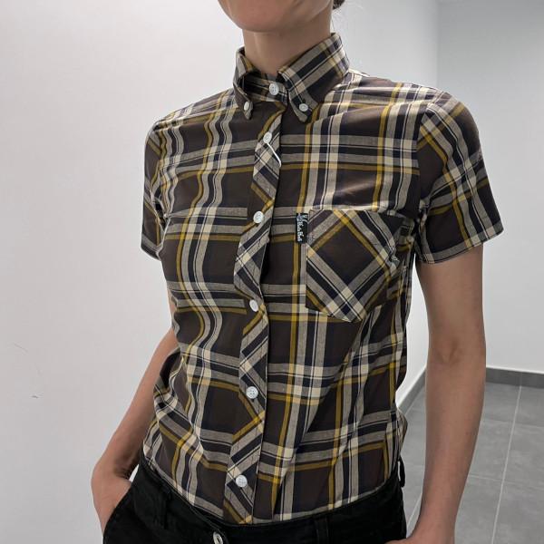 CAMISA CUADRO MARRÓN Y BURDEOS DE MUJER MANGA CORTA HARD TO HANDLE