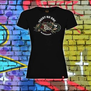 CAMISETA CHICA ENTALLADA BLOODSHEDS “TRUST NO ONE”