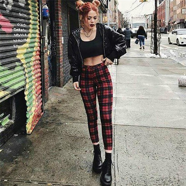 Pantalones a Cuadros Punk – Leggins Elásticos